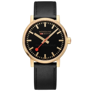 Mondaine MSE.40122.LB evo2 Black leather GOLD 40mm Swiss Zegarek Męski